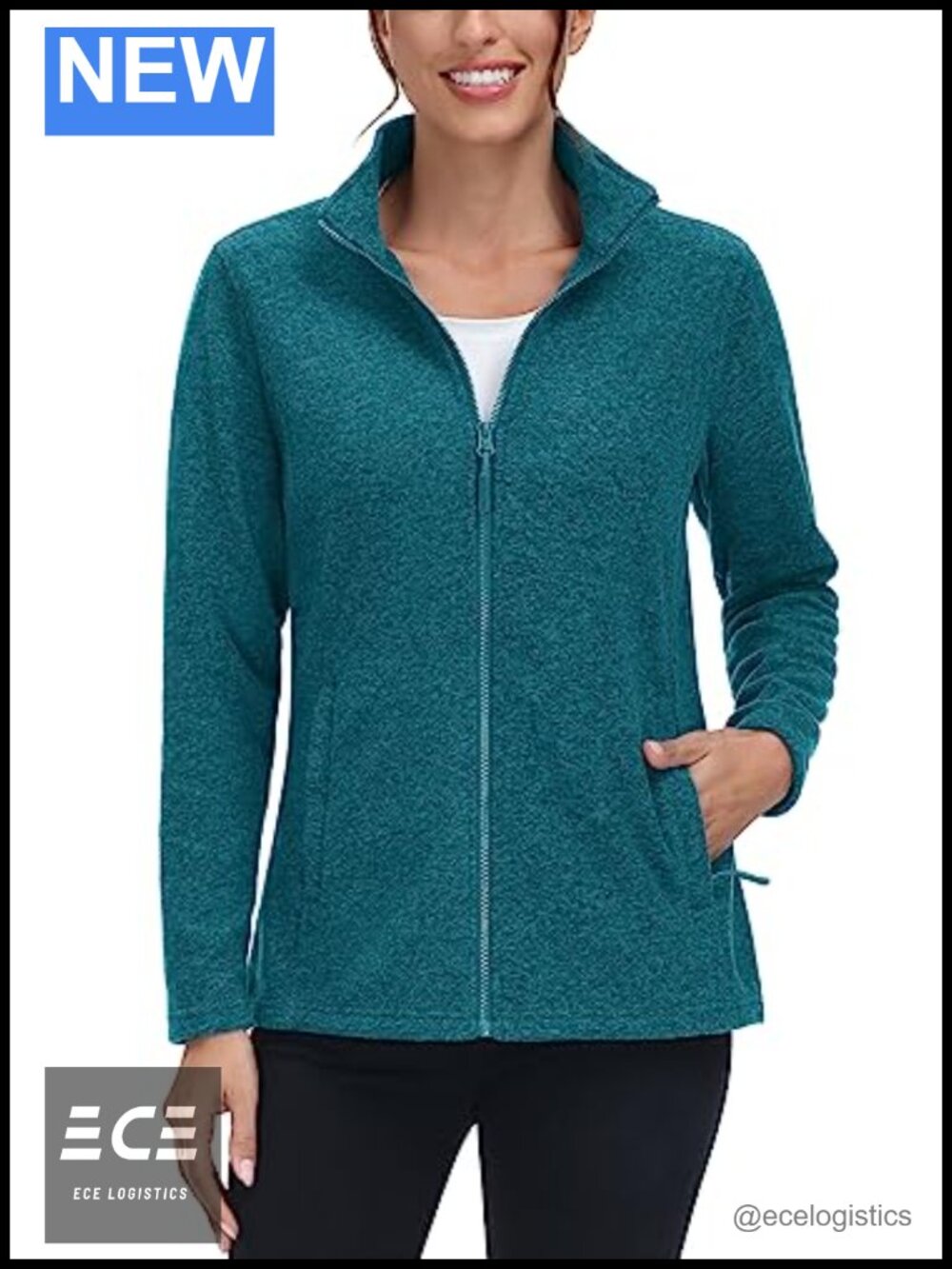 Women's Polyester Fleece Zip Up Jacket Light Warm Sweater with Pockets